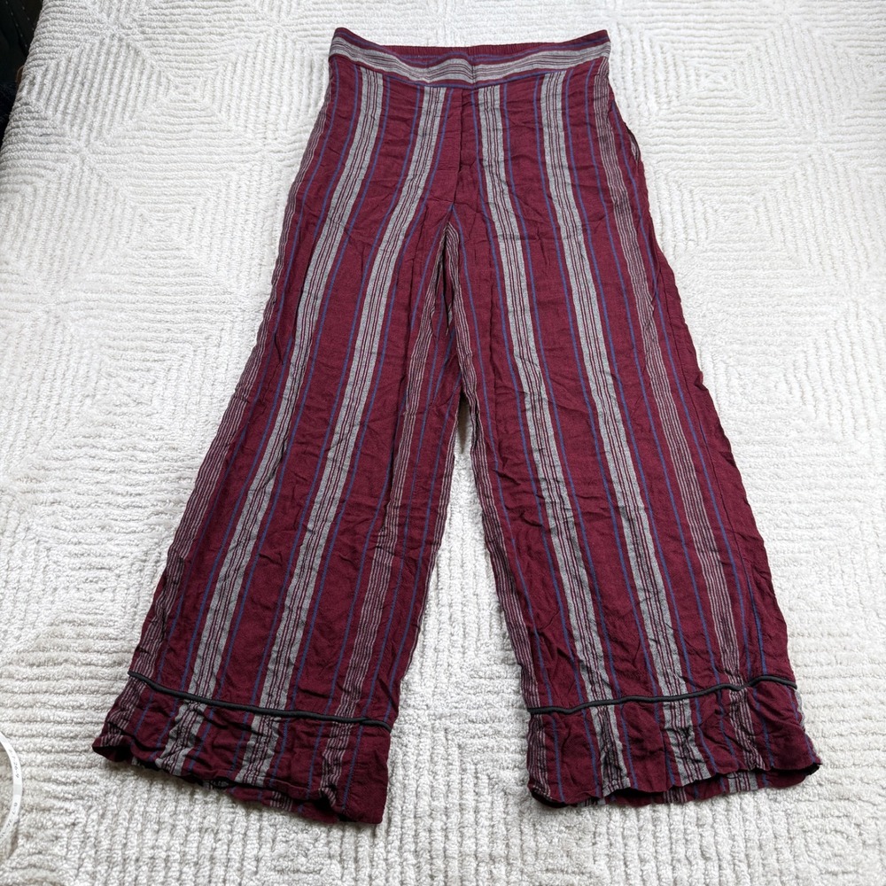 Smythe Wide Leg Pants Women's XS Burgundy Striped Boho Eclectic 
Gypsy Festival